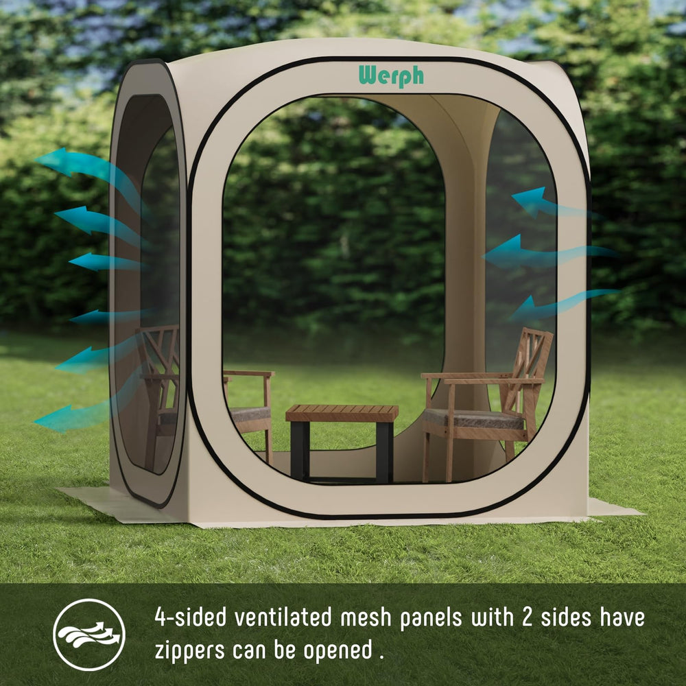 Werph pop-up tent 6x6 beige setup captures easy instant shelter