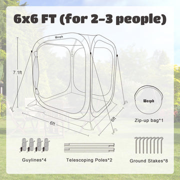 Werph Pop Up Tent tear-resistant fabric withstands outdoor use.