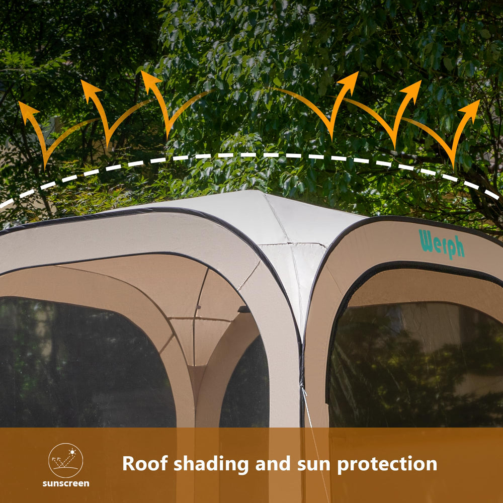 Werph pop-up tent sturdy poles illustrate wind-resistant stability