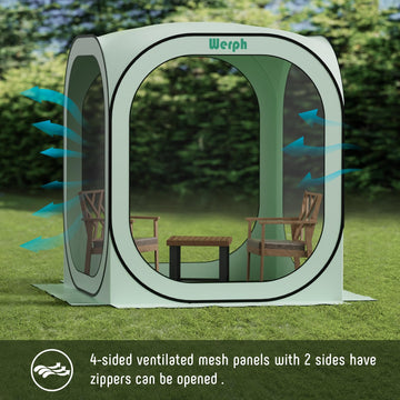 Werph Pop Up Tent thick poles provide sturdy setup even in wind.