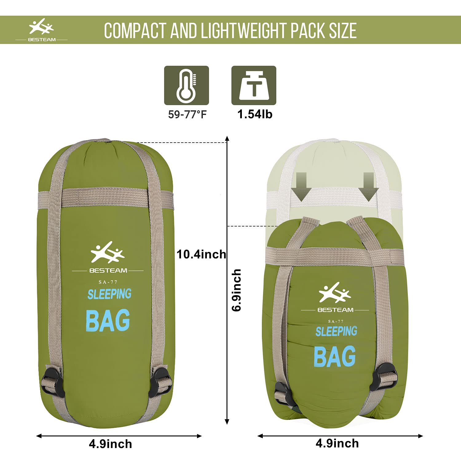 WERTYCITY lightweight sleeping bag ready for backpacking trips.