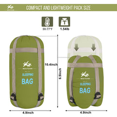WERTYCITY lightweight sleeping bag ready for backpacking trips.