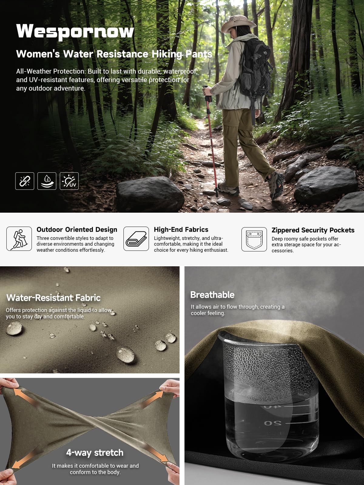 Wespornow convertible design switches from pants to shorts effortlessly