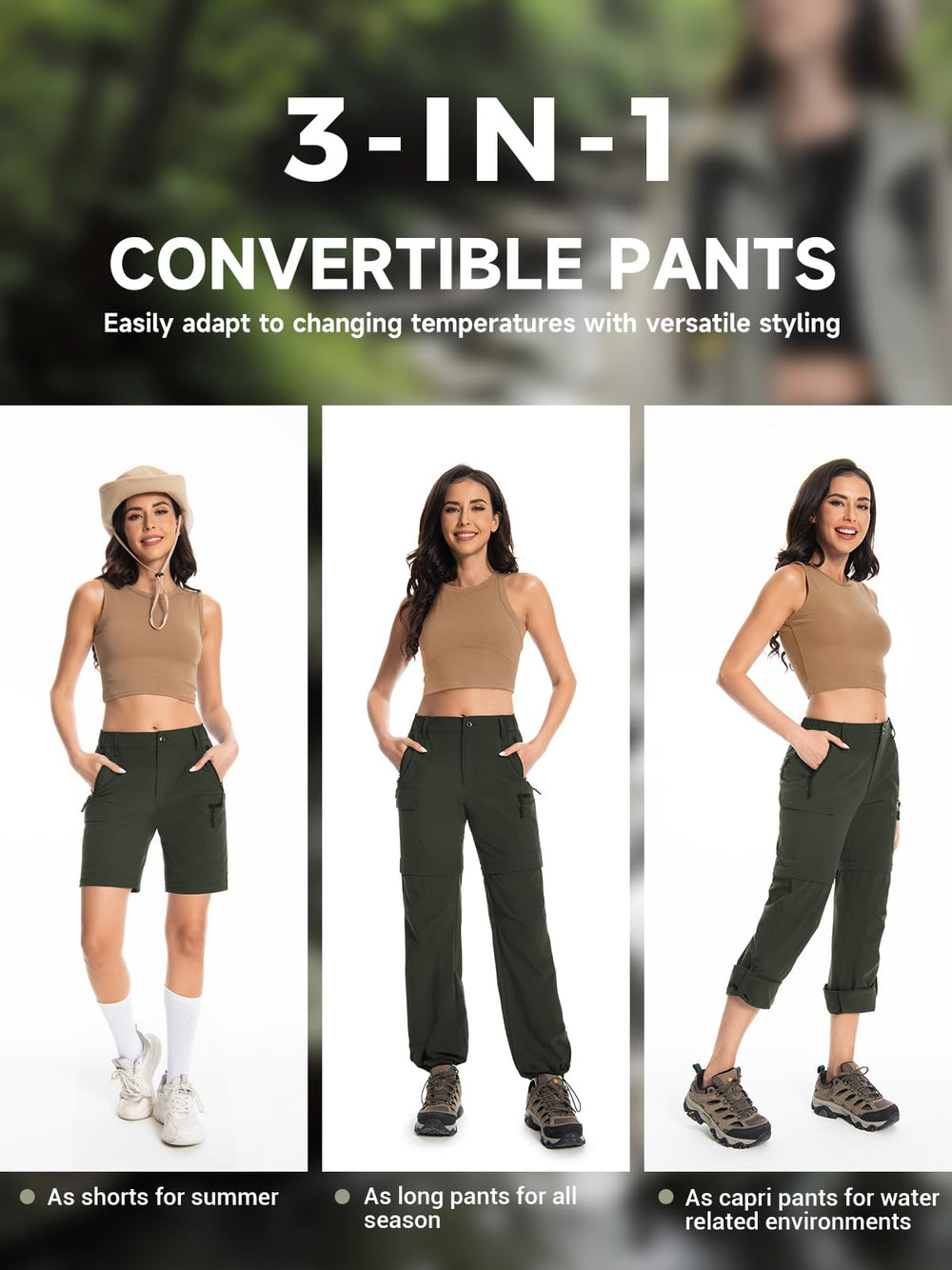 Wespornow women's hiking pants convertible-zip-off design enhances airflow on warm days.