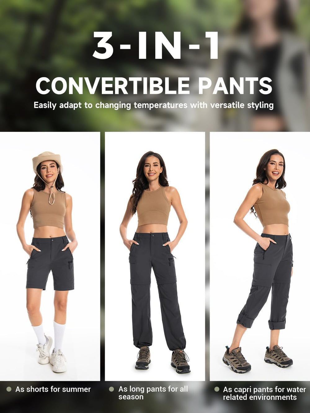 Wespornow women's hiking pants grey quick-dry fabric ideal for outdoor activity