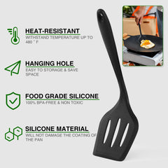 Wesqunie spatula with silicone shield protecting cookware during cooking
