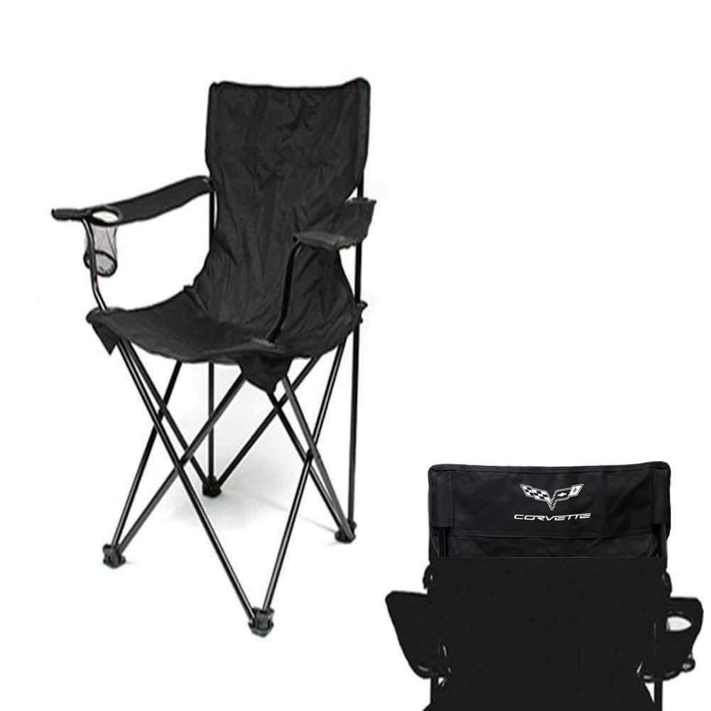 West Coast Corvette Camaro travel chair with C6 logo, lightweight and sturdy for trackside seating.