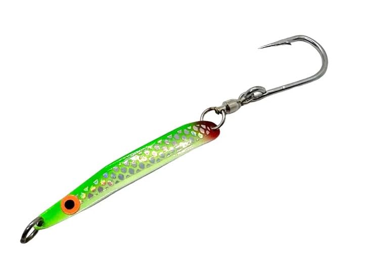 West Coast Fishing Tackle Little PHAT-E 2.5 spoon glows and shines in water for enhanced attraction