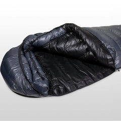 Western Mountaineering Kodiak LZ Microfiber full down collar keeps neck warm.
