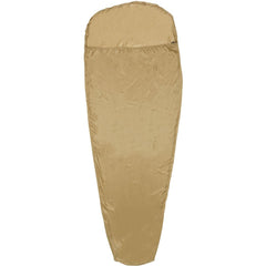 Western Mountaineering Tioga Silk Sleep Liner Taper Gold adds lightweight warmth for backpacking.