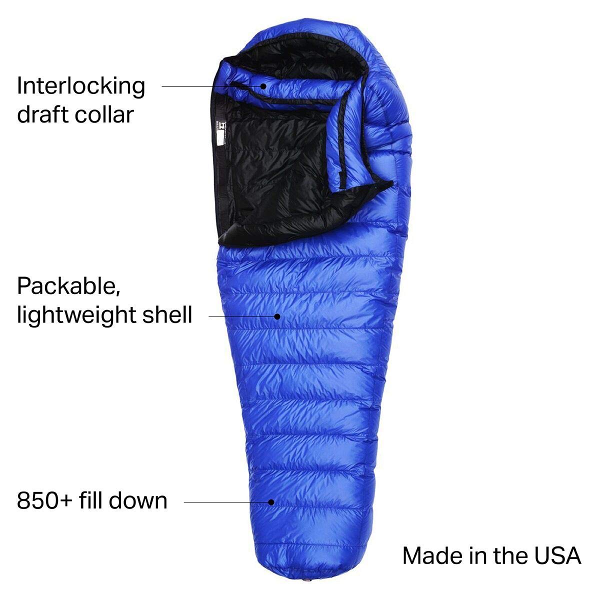 Western Mountaineering Ultralite 5-inch loft offers impressive compressibility and warmth.