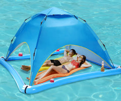 WESTHL sun shade tent over pool provides cooling shade for two on sunny days.