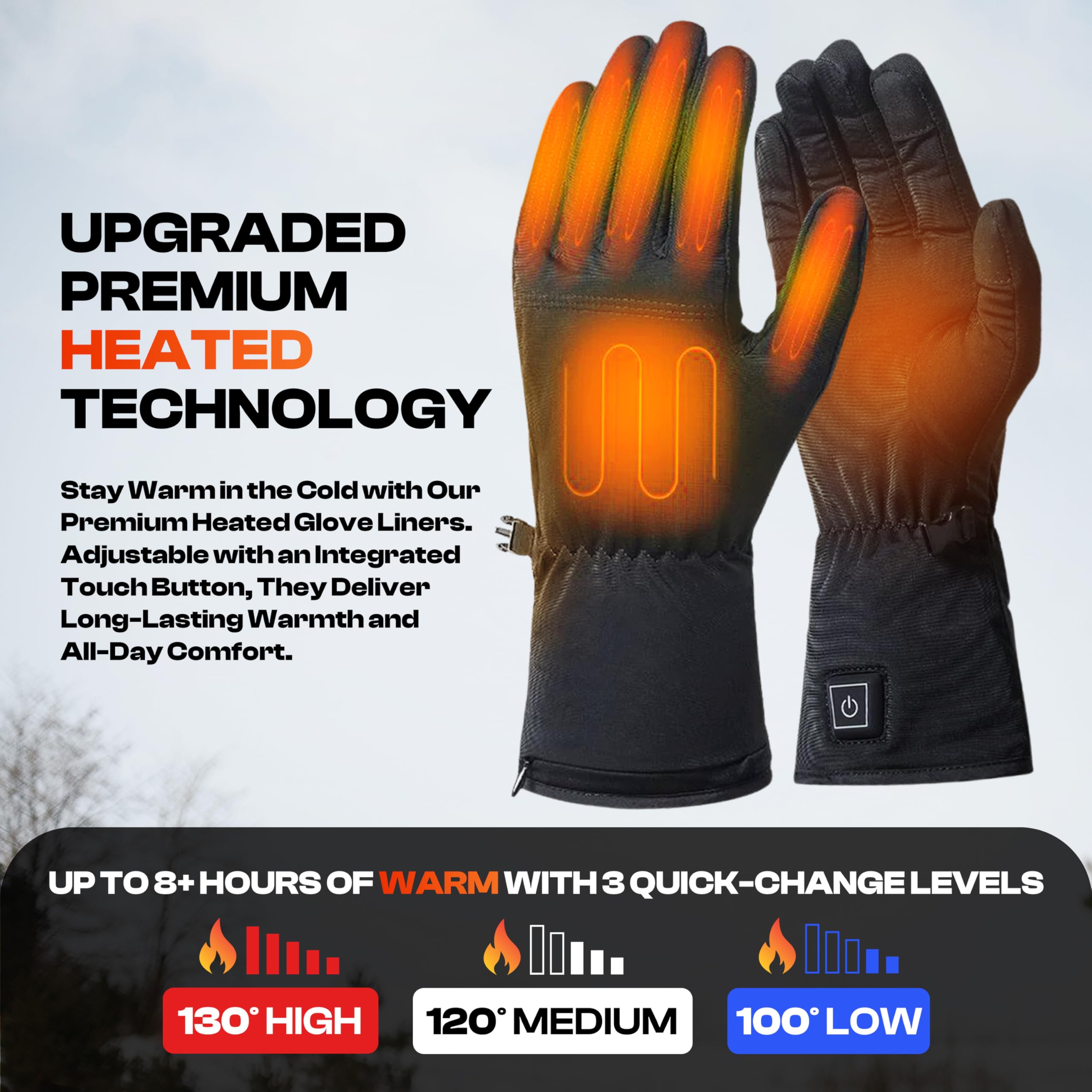 Weston heated glove liners in outdoor winter activity scenario showcasing warmth.