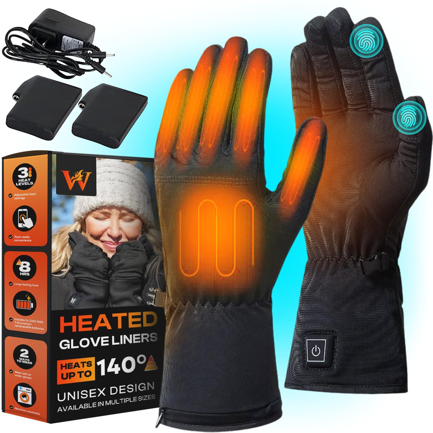 Weston heated glove liners shown at the wrist for versatile cold-weather wear.