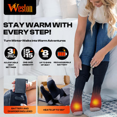 Weston heated socks battery compartment with removable batteries for quick recharge