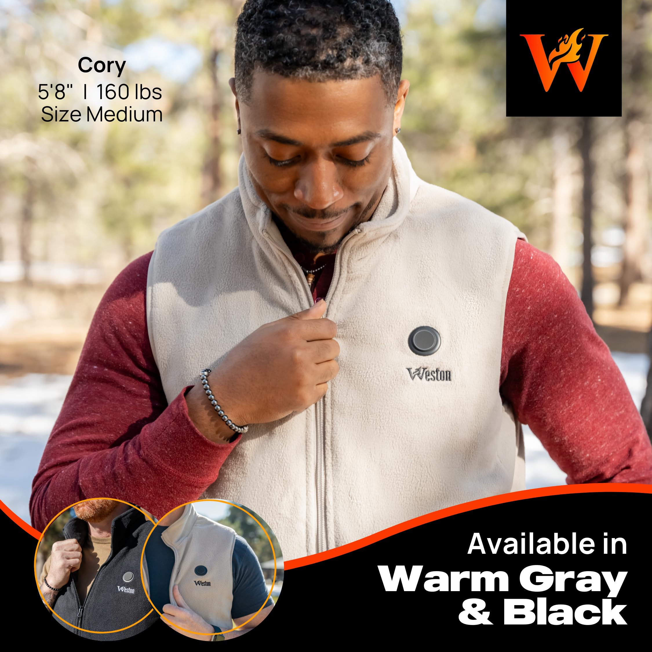 Weston Men's Heated Fleece Vest tailored fit and everyday versatility for busy days.