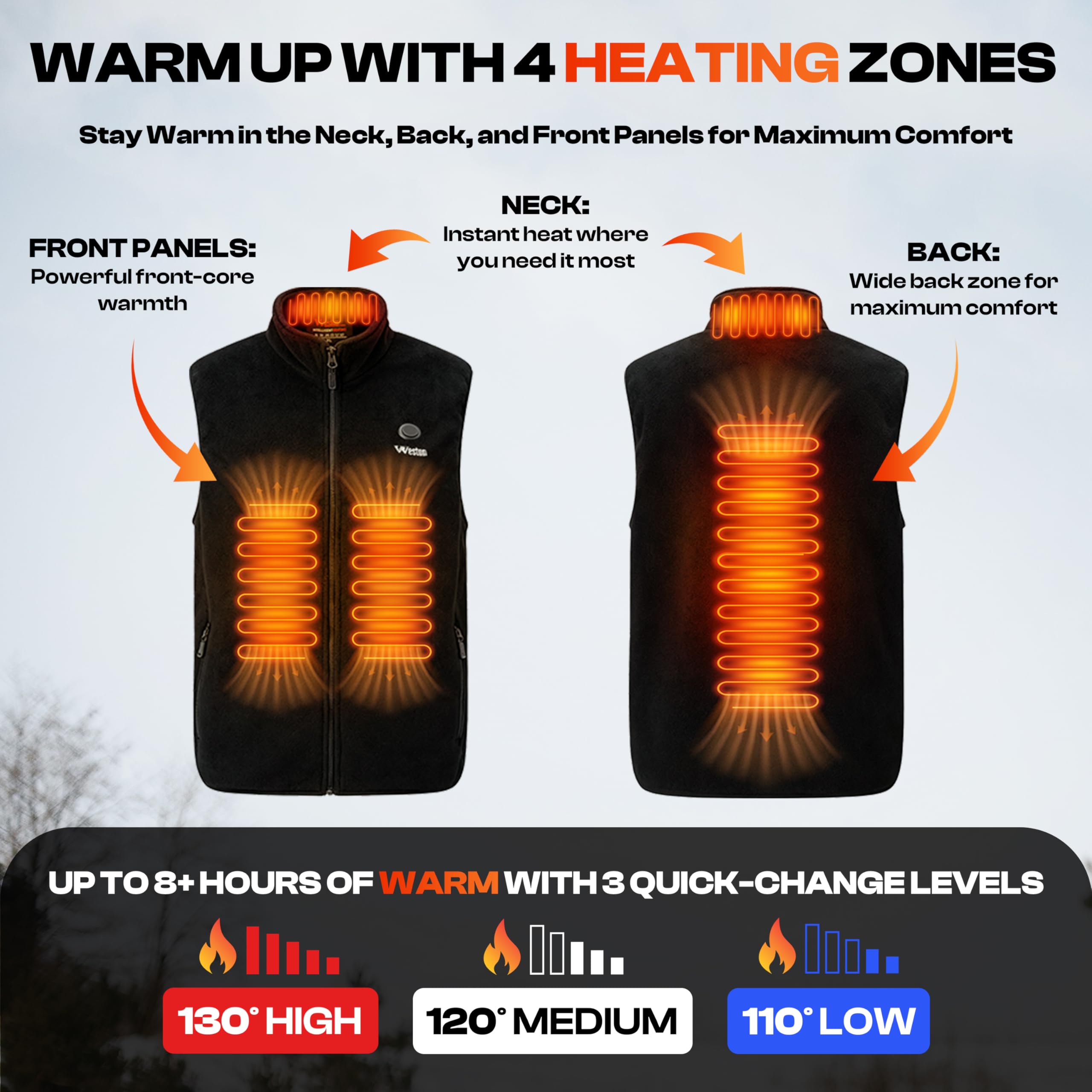 Weston Women's Heated Fleece Vest worn during commute for steady warmth.