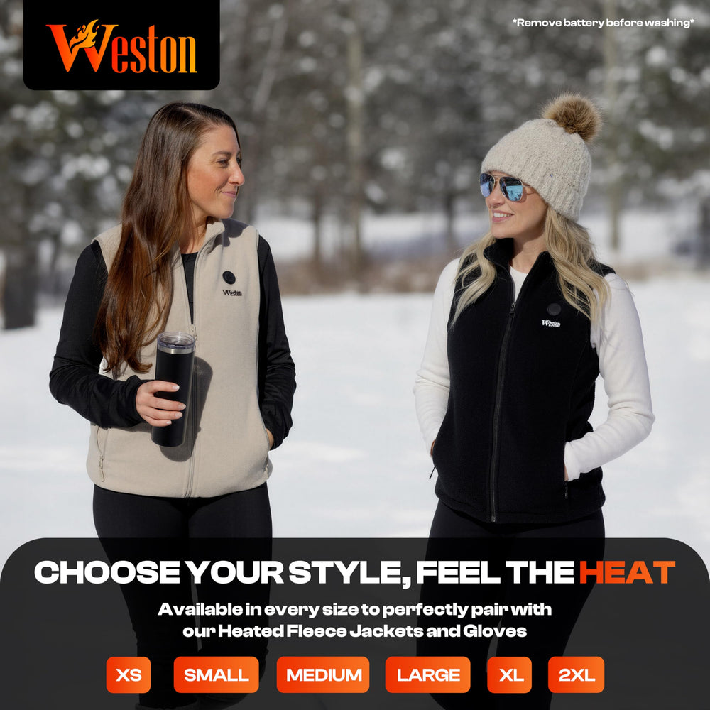 Weston vest heat levels dial demonstrates adjustable warmth for outdoor activities.