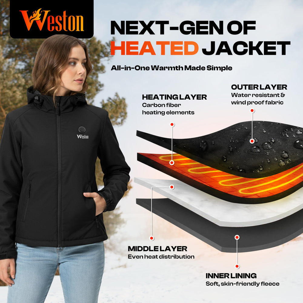 Weston Women’s Heated Jacket with water-resistant shell shielding wind and drizzle