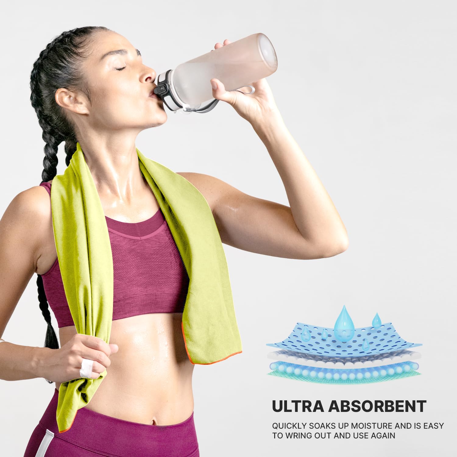 Wet Work beach towel; fast-drying and sand-friendly.