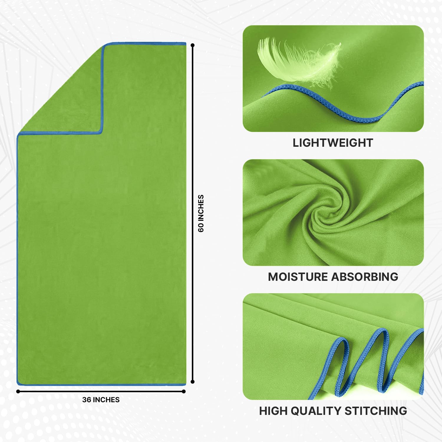 Wet Work lightweight towel dries quickly for indoor or outdoor use.