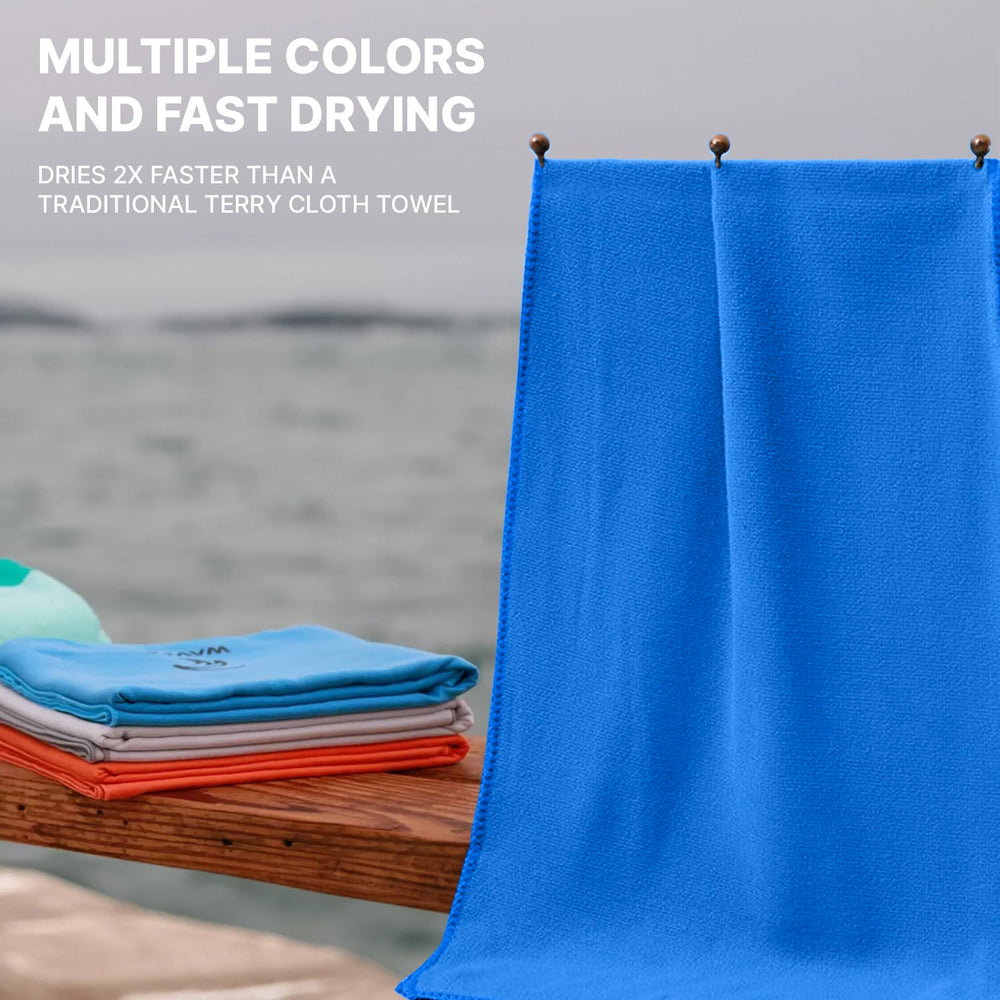 Wet Work towel on sand illustrates sand-removal capability at the beach.
