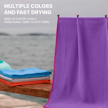 Wet Work towel hanging to dry after use on camping trips.