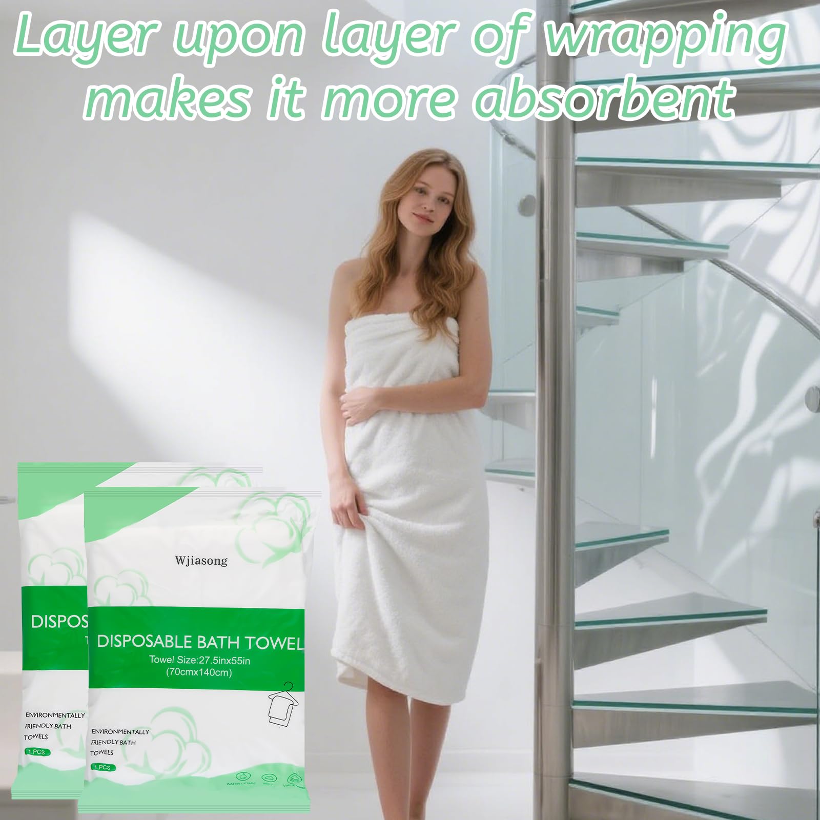 Wetferf soft disposable towel delivers gentle skin feel after shower or swim.