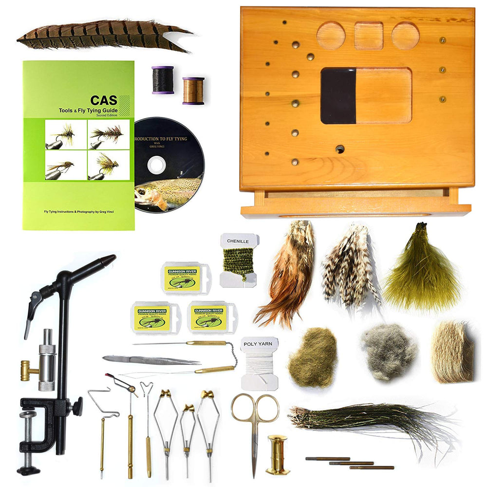 Wetfly Creative Angler Wooden Station materials showcases a portable, all-in-one fly tying setup.