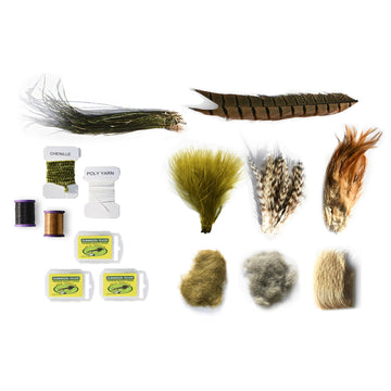 Assorted fly tying tools included in kit