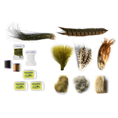 Assorted fly tying tools included in kit