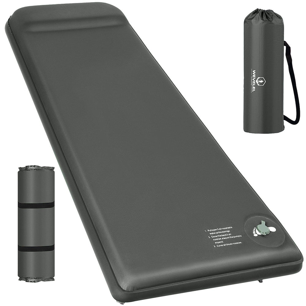 Wevelel Memory Foam Camping Mattress Pad fully inflated for luxurious outdoor sleep.