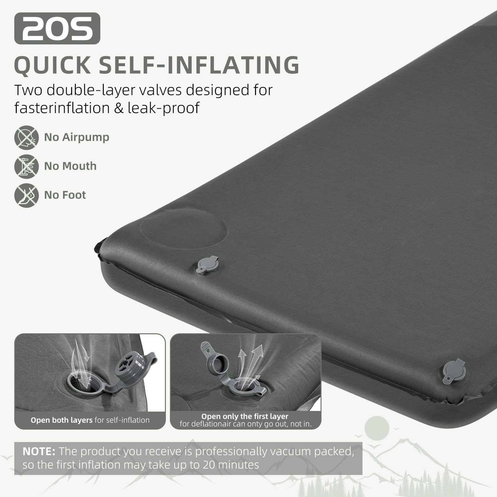 Wevelel Memory Foam Camping Mattress Pad 3.5-inch thickness offers elevated comfort.