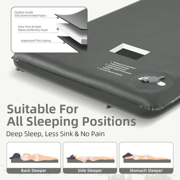 Wevelel Memory Foam Camping Mattress Pad with shoulder storage bag for transport.