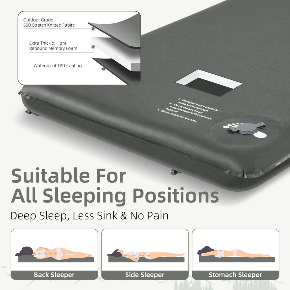 Wevelel Memory Foam Camping Mattress Pad with shoulder storage bag for transport.
