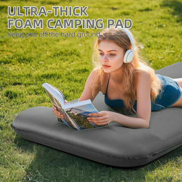 Wevelel Memory Foam Camping Mattress Pad surface fabric detail shows breathable skin-friendly sleep surface.