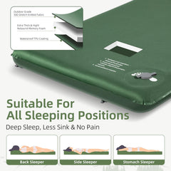 Wevelel Memory Sleeping Pad displays a 3.1-inch thickness keeping you off the ground.