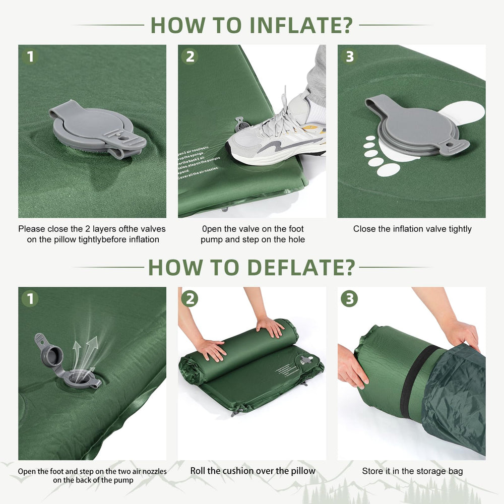 Wevelel Memory Sleeping Pad provides 9.5 R-value insulation for all-season warmth.