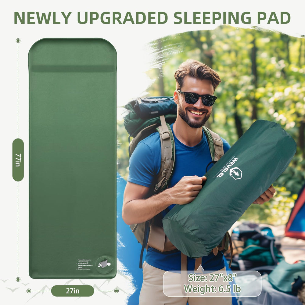 Wevelel Memory Sleeping Pad uses skin-friendly fabric for quiet, comfortable nights.