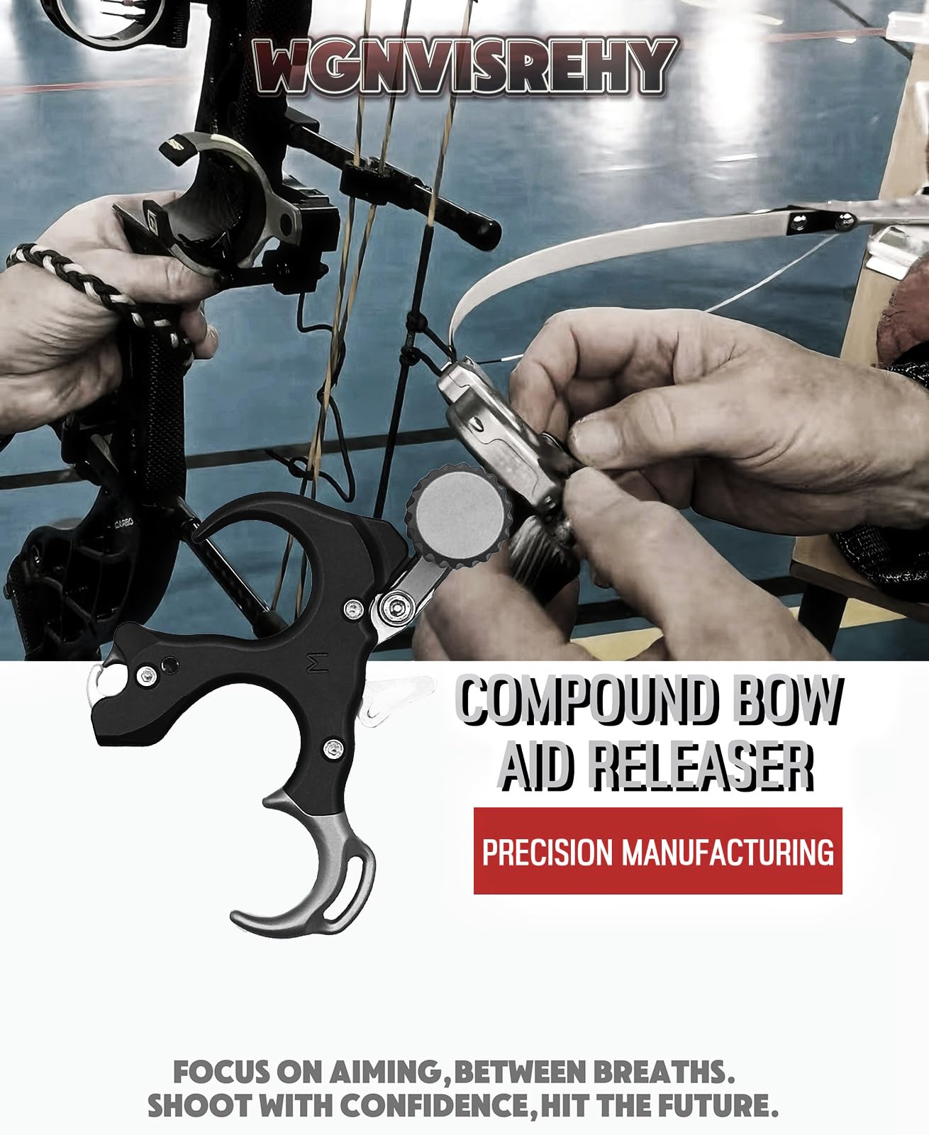 WGNV bow release ambidextrous-handle accommodates left and right-handed archers.