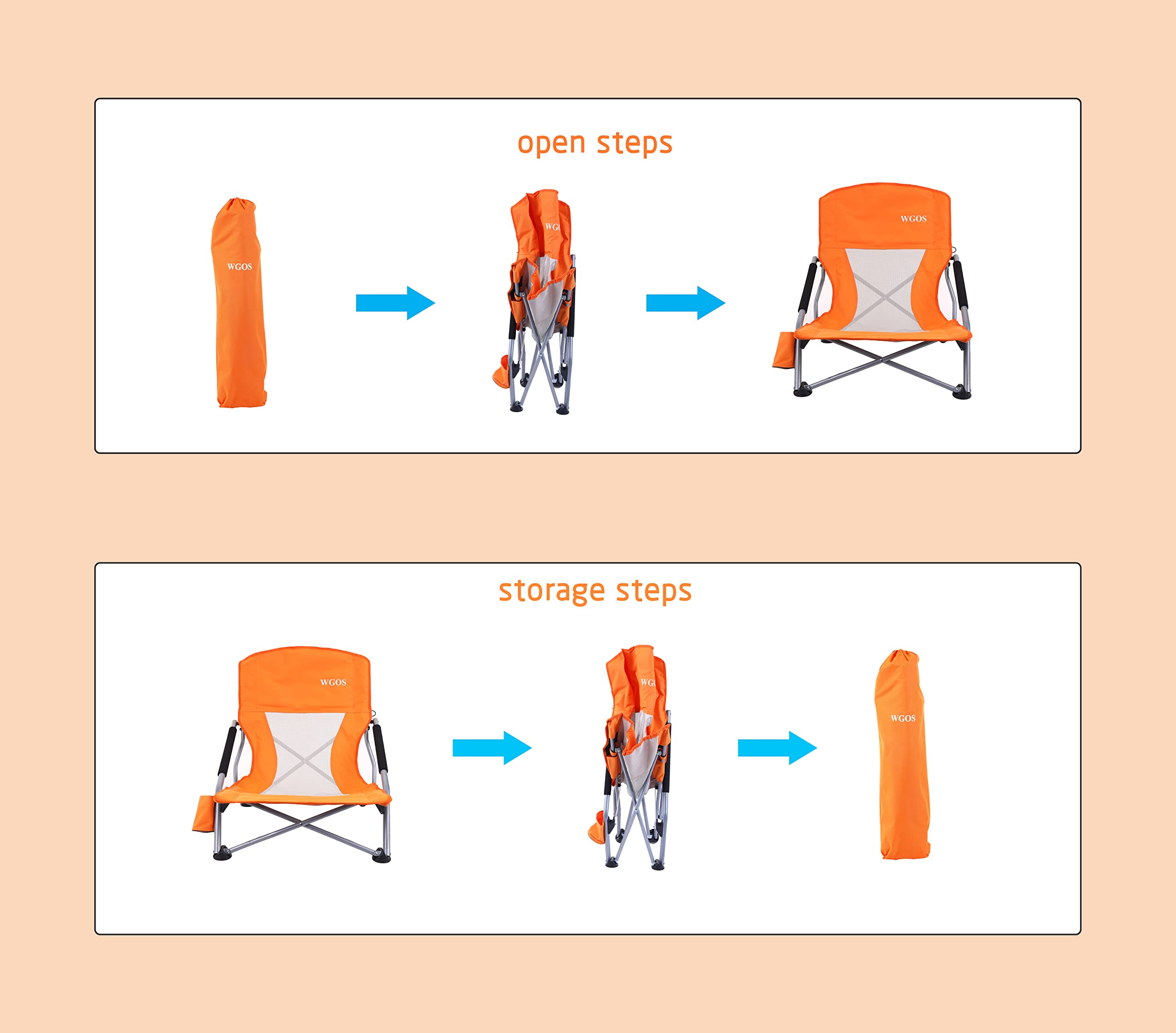 WGOS anti-sink feet prevent sinking into soft sand for stability
