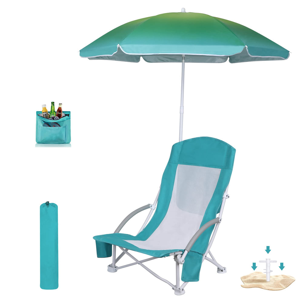 WGOS beach chair high-back provides comfortable support by the sea.