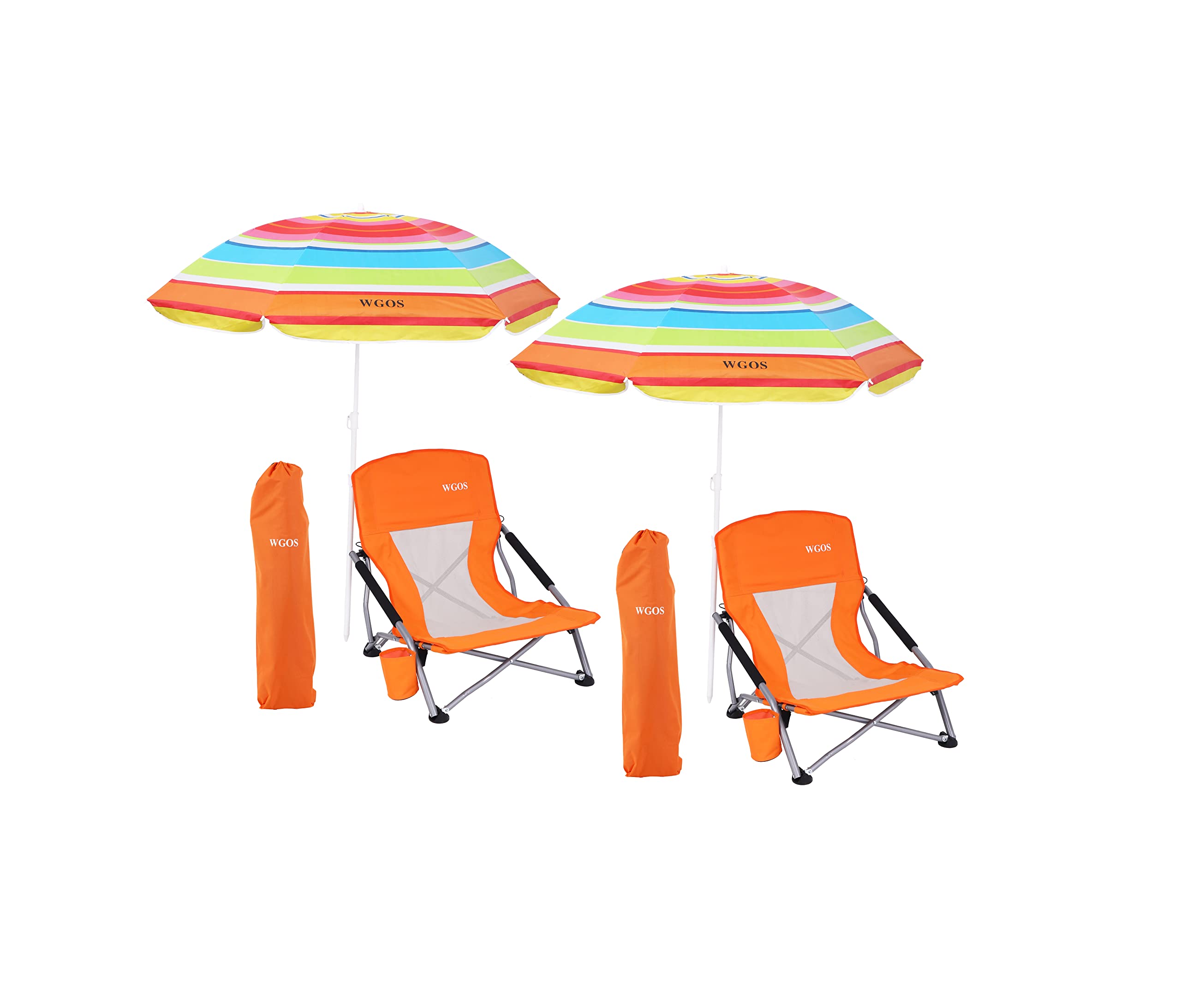 WGOS beach chair with umbrella provides shaded seating on sunny shores