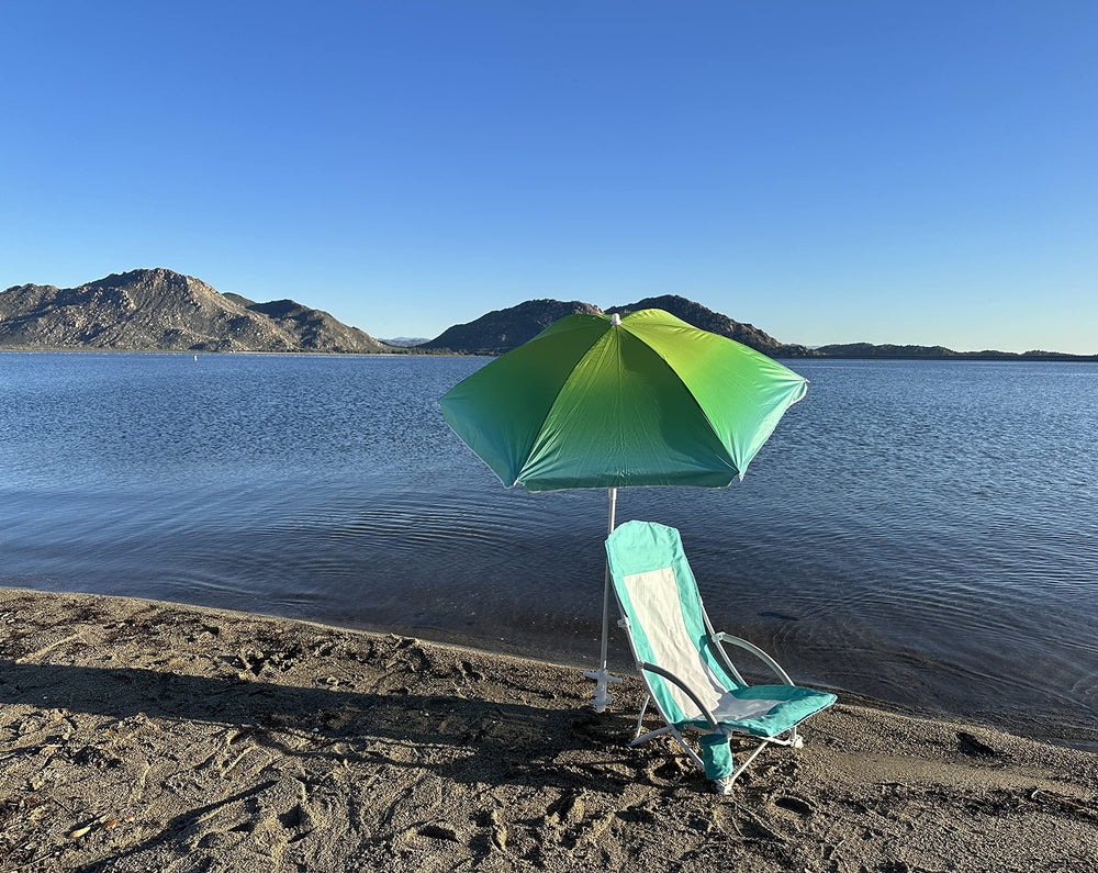 WGOS umbrella tilting 56-inch diameter offers flexible shade on sunny days.