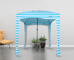 WGOS beach tent 6x6 blue stripe, side panel for privacy and shelter