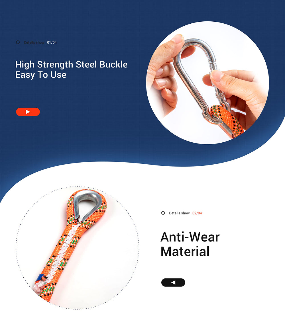 WGOS climbing rope with carry bag included for easy transport.