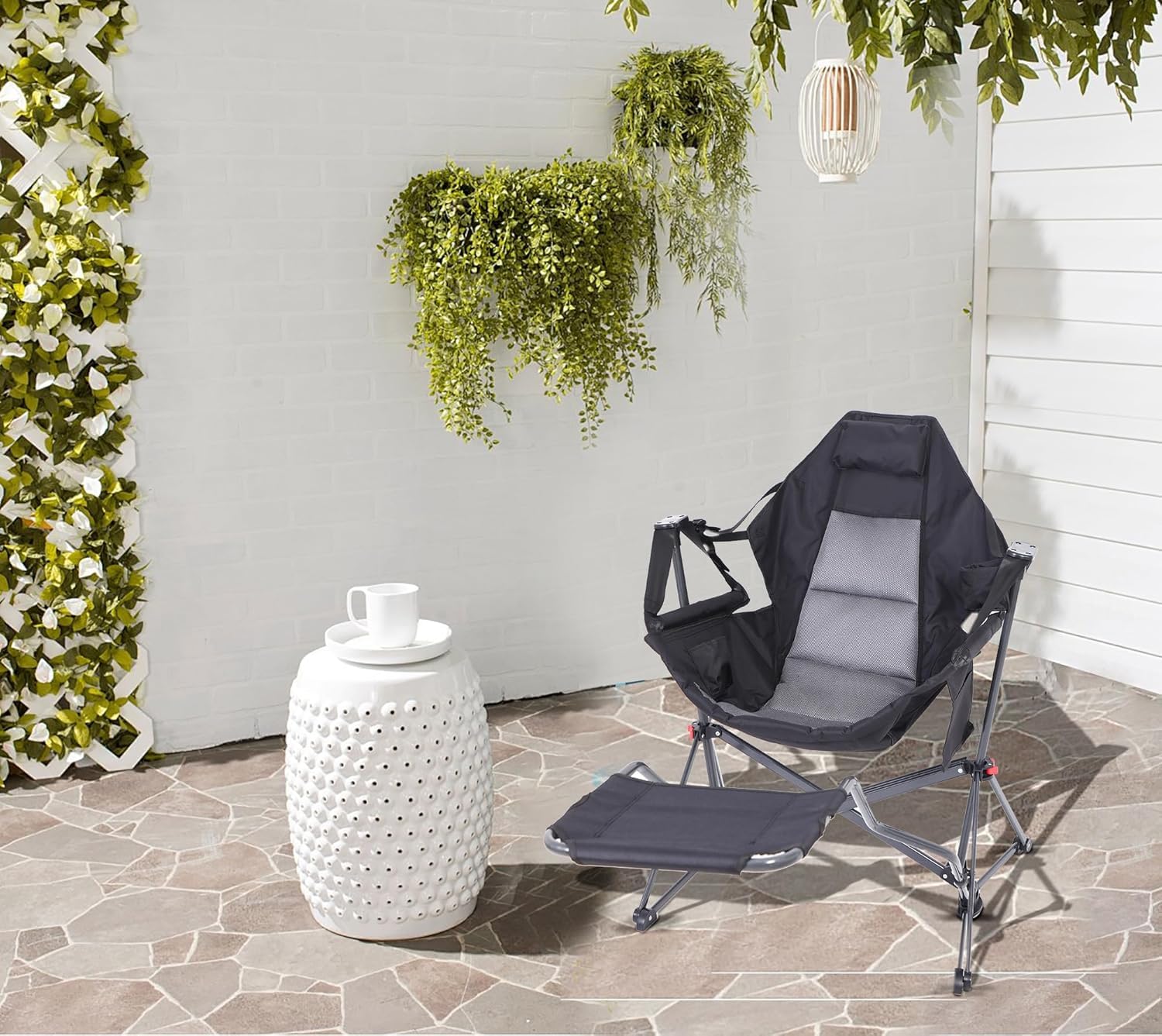 WGOS Hammock Chair rocking motion for soothing outdoor relaxation.