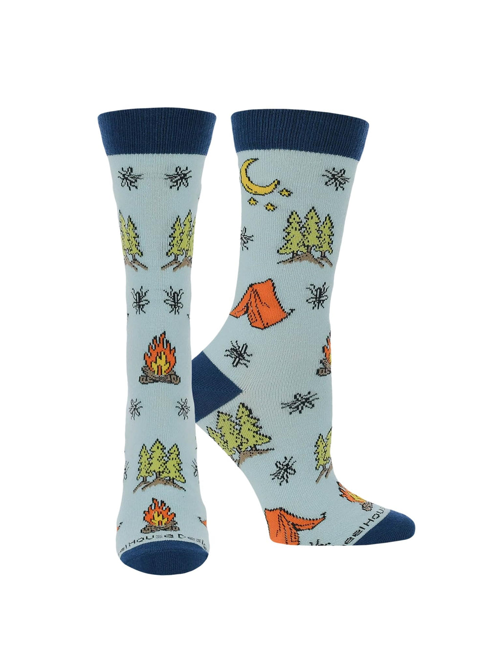 WHD camping socks with blue pattern for outdoor adventures and everyday comfort