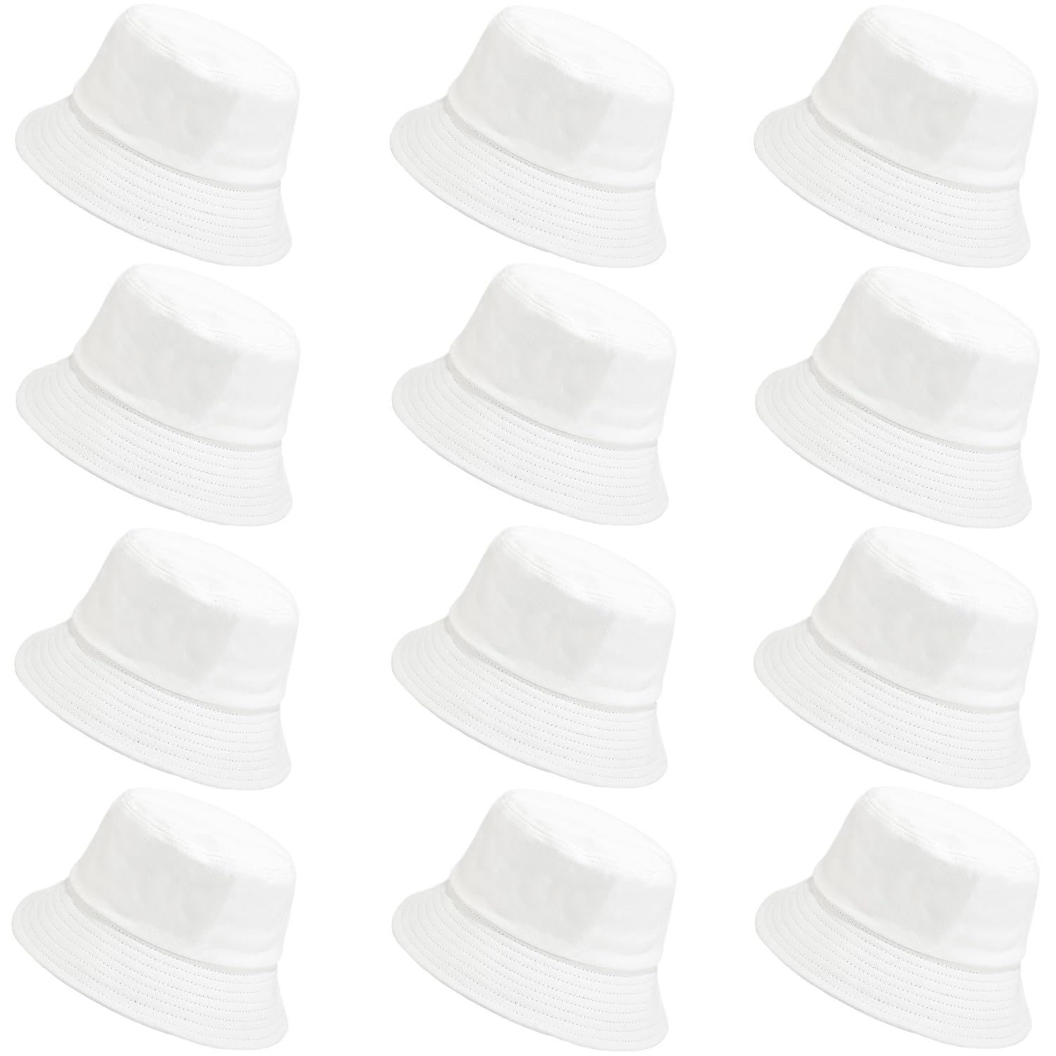 Wheebo 12-piece bucket hats in white bulk pack