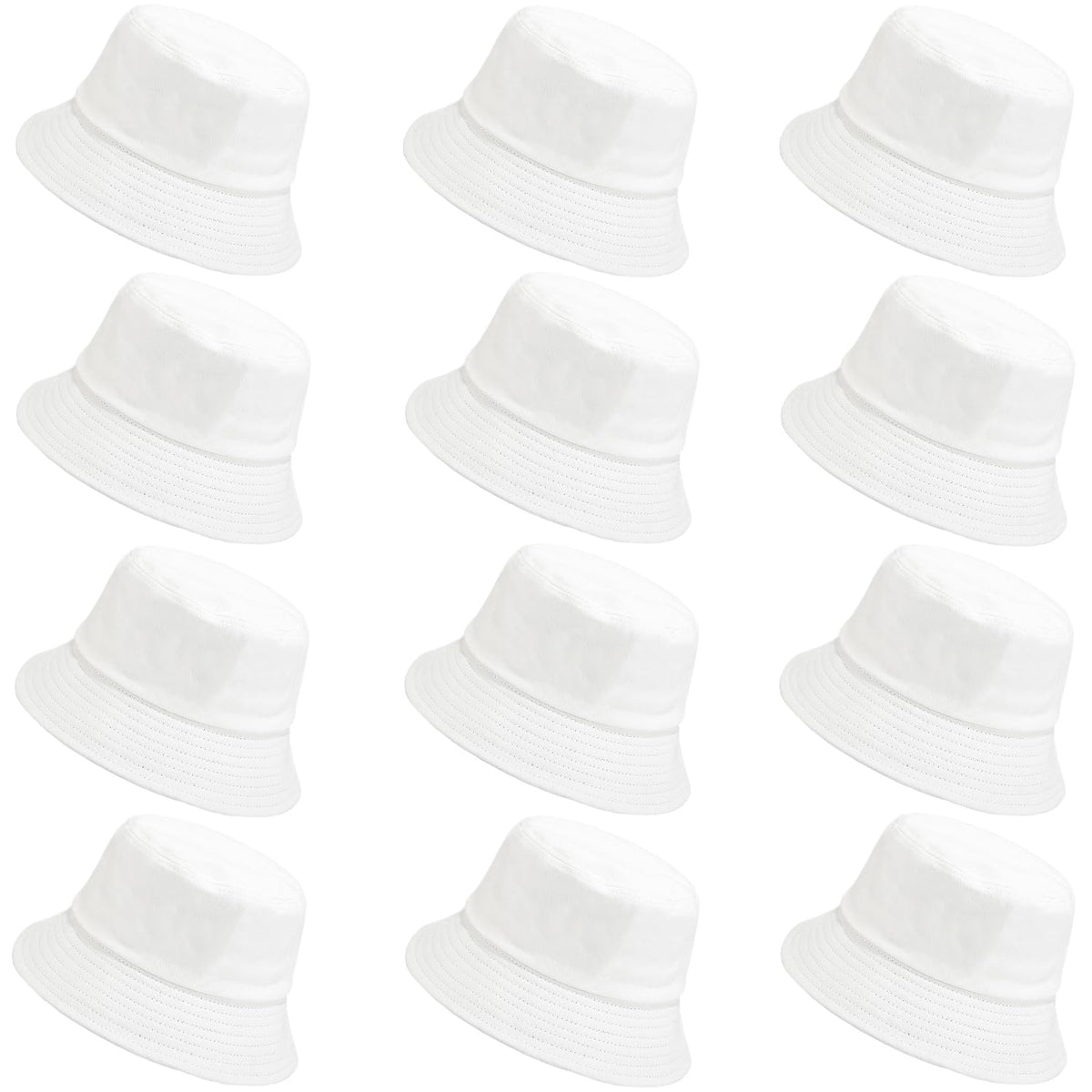 Wheebo 12-piece bucket hats in white bulk pack